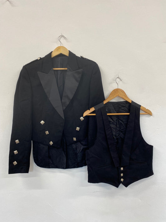 Classic Traditional Prince Charlie Kilt Jacket & Waistcoat Ex Hire UK 38L #112 MD001