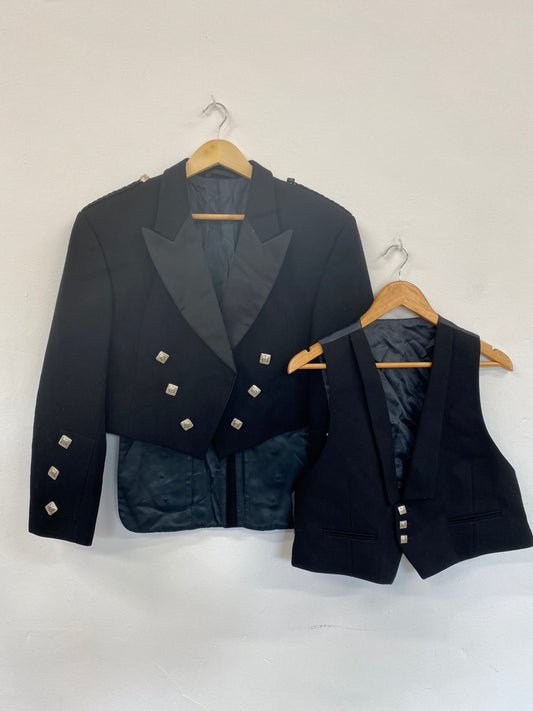 Classic Traditional Prince Charlie Kilt Jacket & Waistcoat Ex Hire UK 40XS/S #117 MD001
