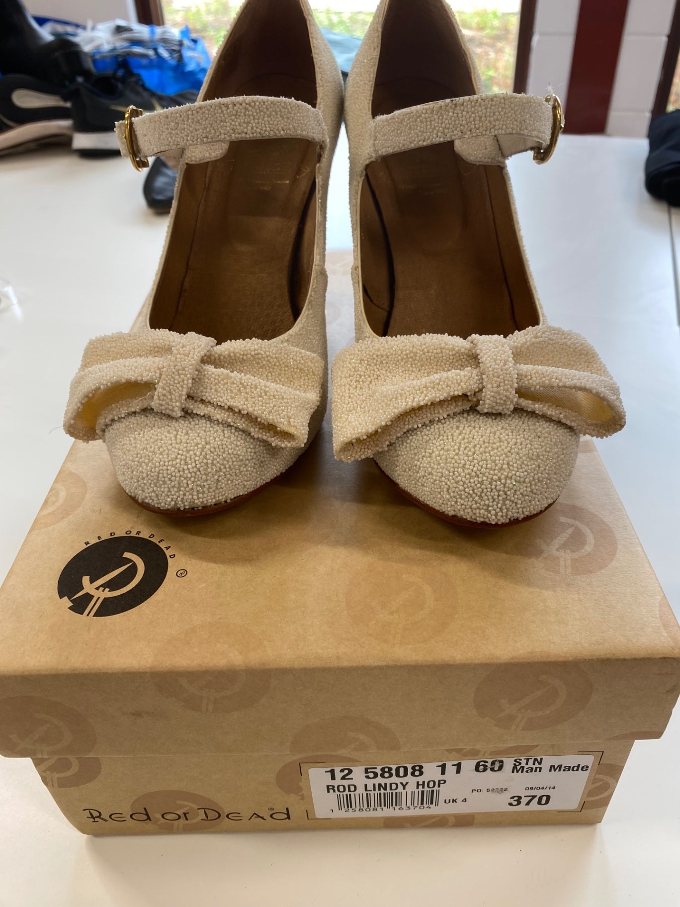 Fabulous Red or Dead Heels UK4 Ivory Lindy Hop New AO001