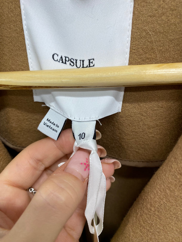 Fabulous longline city Capsule Coat Uk 10 Camel AO001