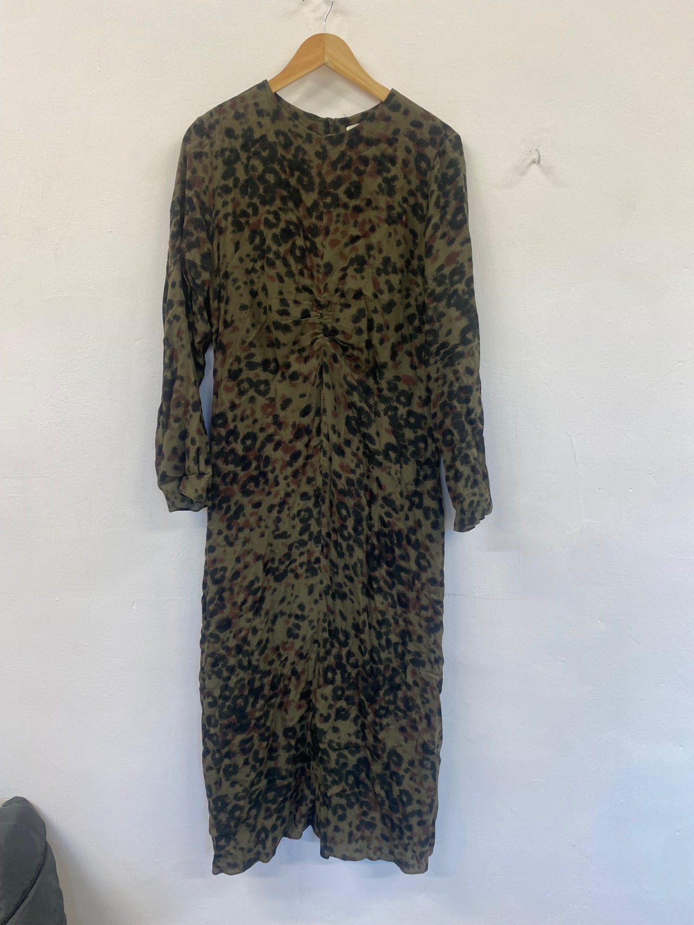 Fabulous Hush Midaxi Dress Uk14 Olive Green Animal print AS001