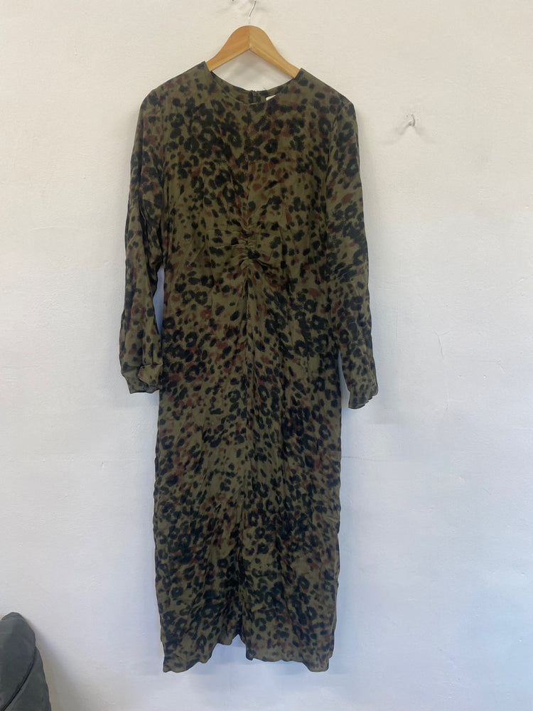 Fabulous Hush Midaxi Dress Uk14 Olive Green Animal print AS001
