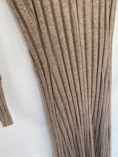 Fabulous Reiss Ribbed Midaxi Dress UkL classy Beige Neutra boho AS001
