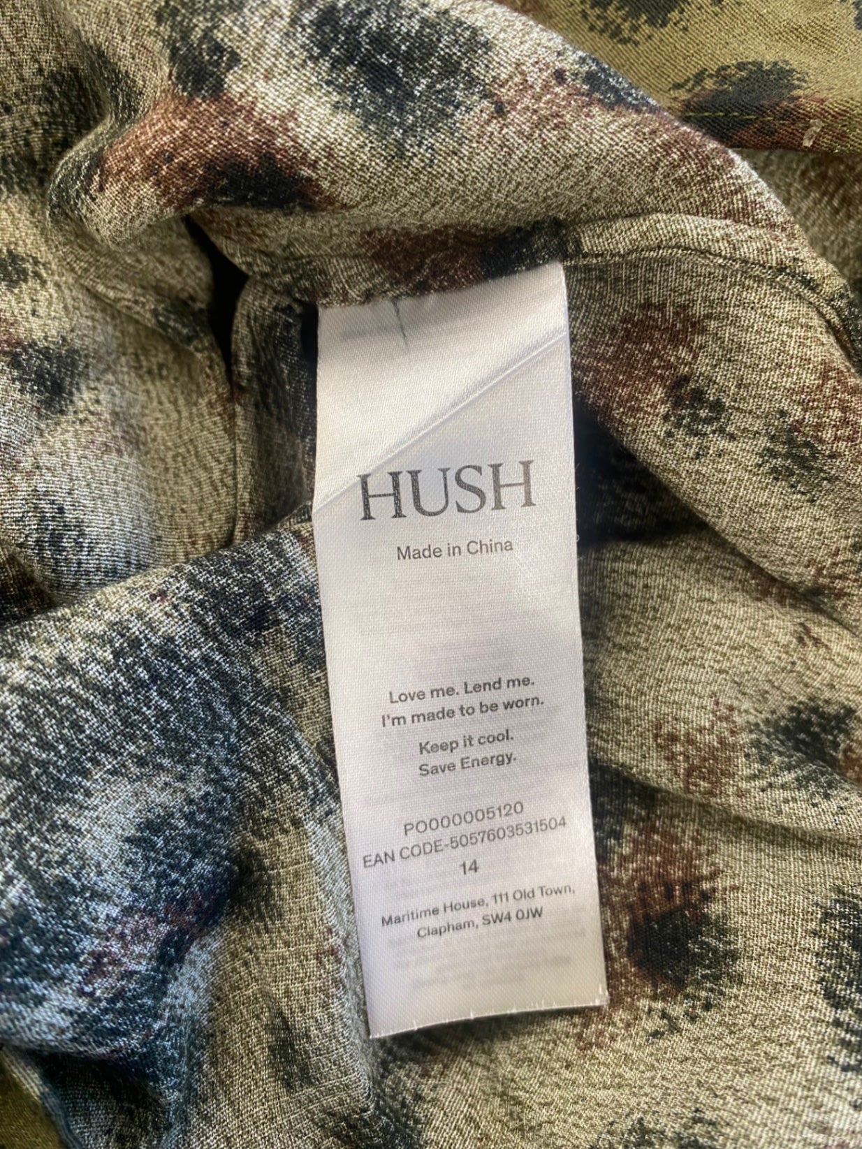 Fabulous Hush Midaxi Dress Uk14 Olive Green Animal print AS001