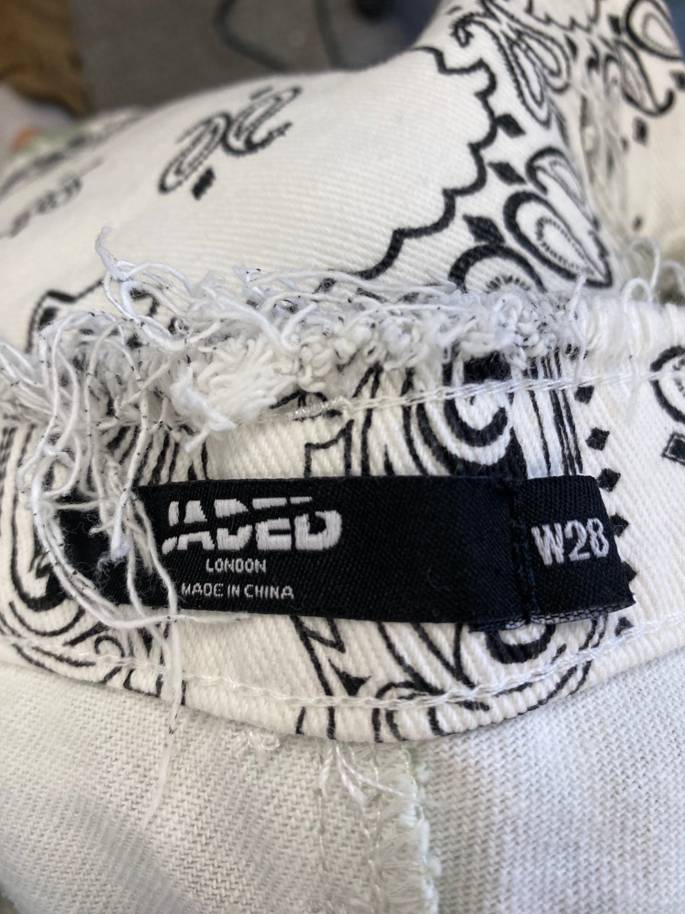 Fabulous Rare Jaded London patchwork Jeans W28" Cream & Green GM143