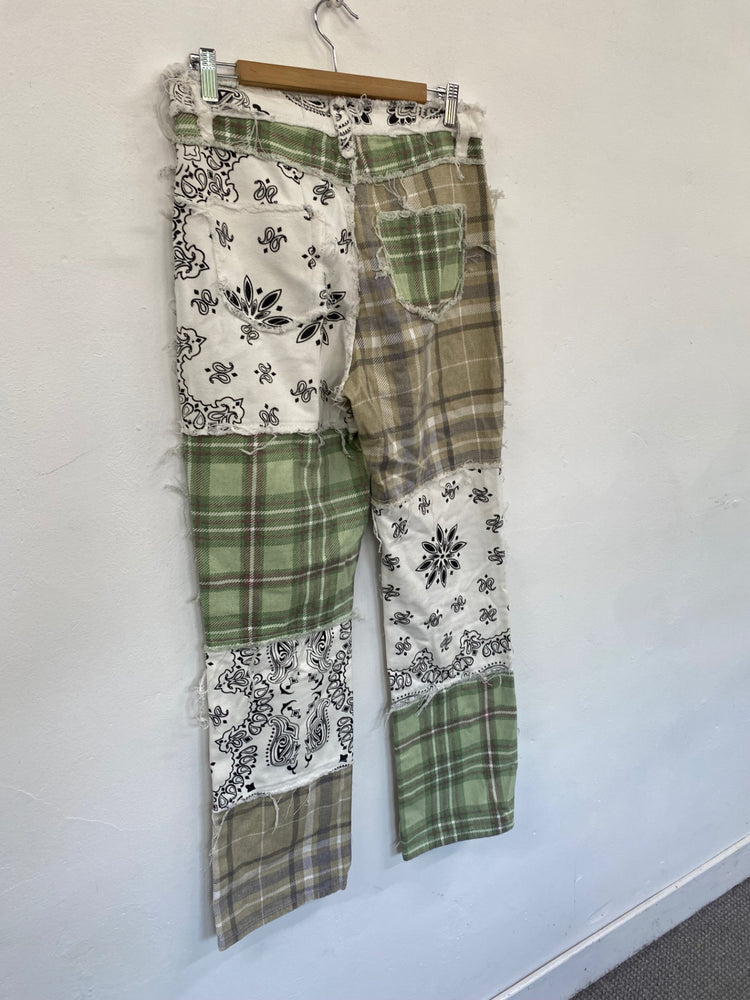 Fabulous Rare Jaded London patchwork Jeans W28" Cream & Green GM143