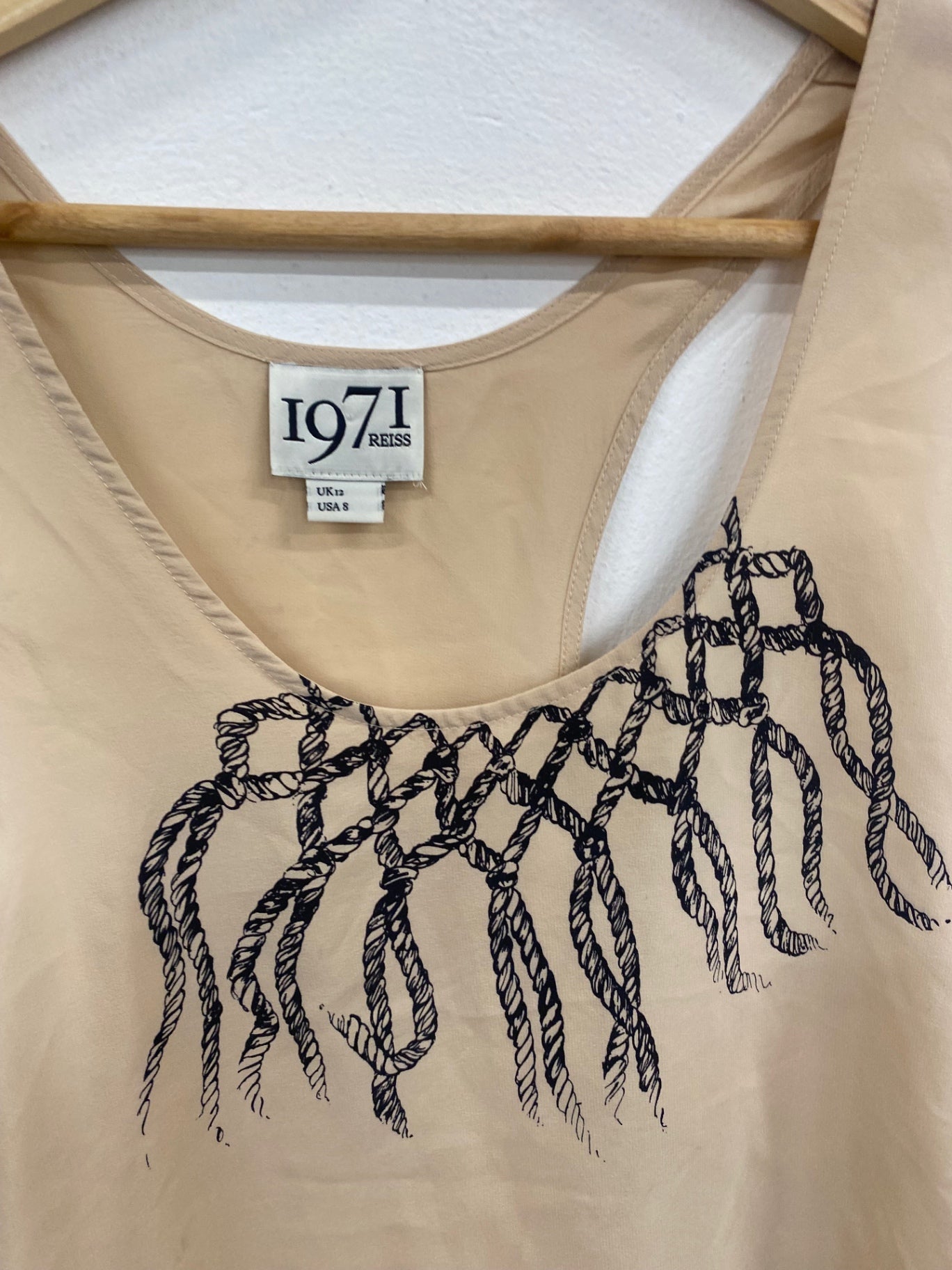 Fabulous Reiss 1971 Tank Top UK12 Beige GM143