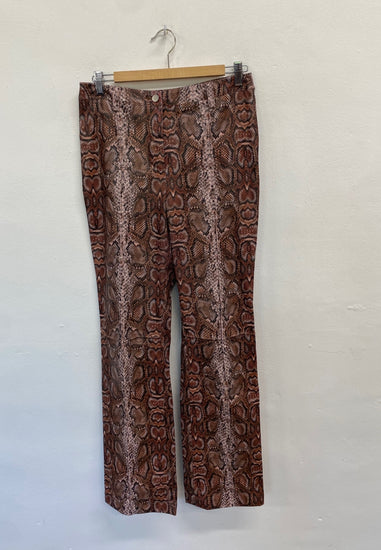 Fabulous I.am.gia Trousers UK M Brown snakeprint faux leather GM143