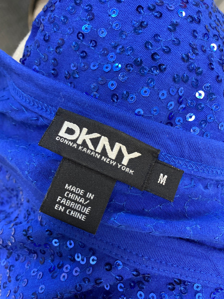 Fabulous DKNY T-Shirt Uk 10 Blue sequin GM143