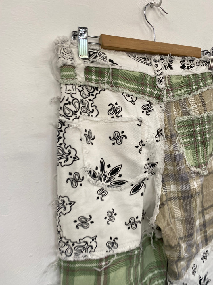 Fabulous Rare Jaded London patchwork Jeans W28" Cream & Green GM143