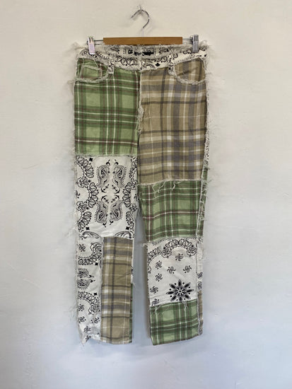 Fabulous Rare Jaded London patchwork Jeans W28" Cream & Green GM143