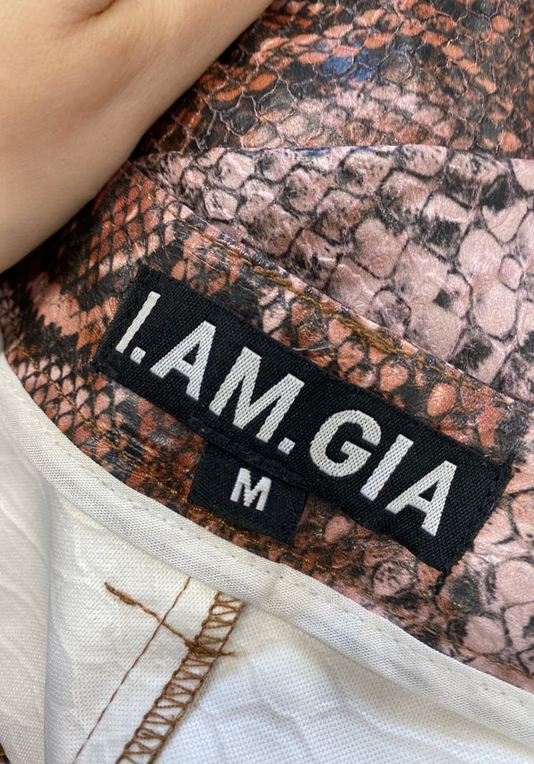 Fabulous I.am.gia Trousers UK M Brown snakeprint faux leather GM143