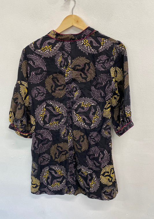 Fabulous Libelulla Tunic silk Dress Uk14 Grey oriental GM143