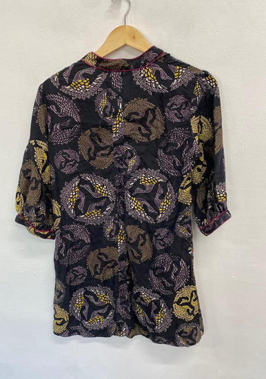 Fabulous Libelulla Tunic silk Dress Uk14 Grey oriental GM143