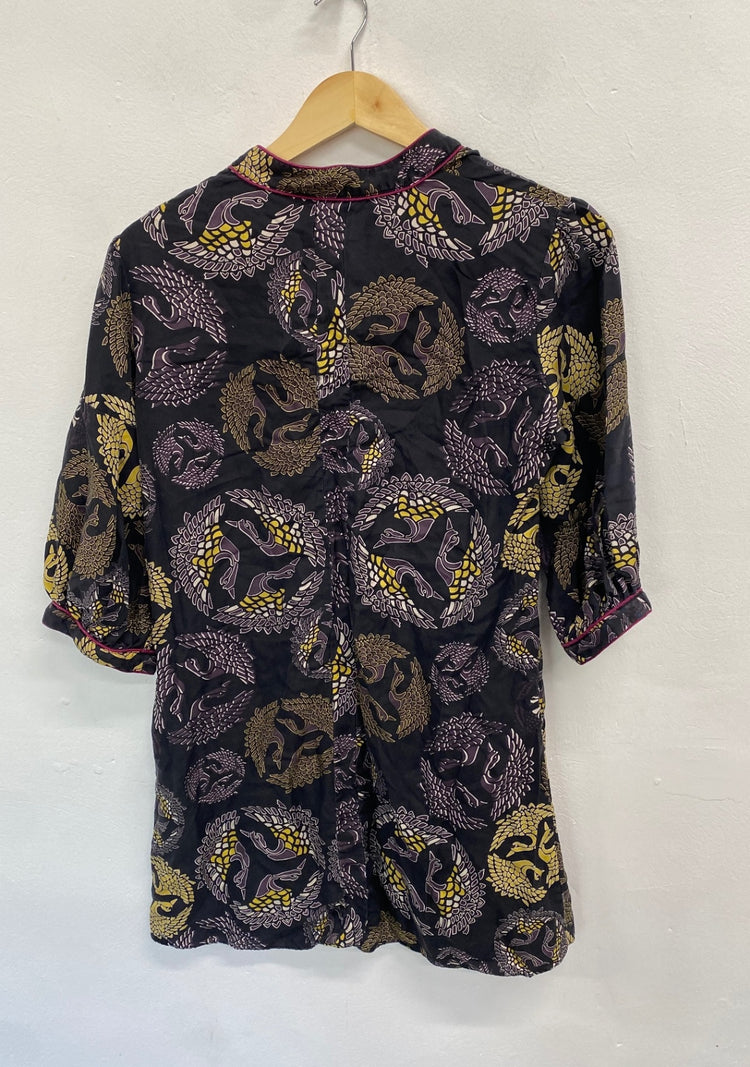 Fabulous Libelulla Tunic silk Dress Uk14 Grey oriental GM143