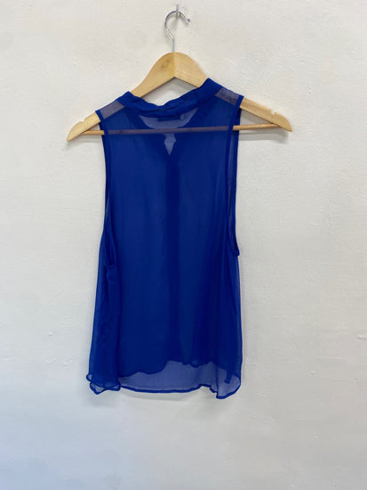 Fabulous SAM&LAVI Blouse UK L Blue silk GM143