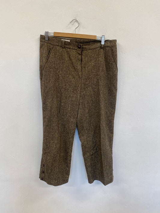 Fabulous Steilmann cropped wide pleated Trousers Uk16 Brown GM143
