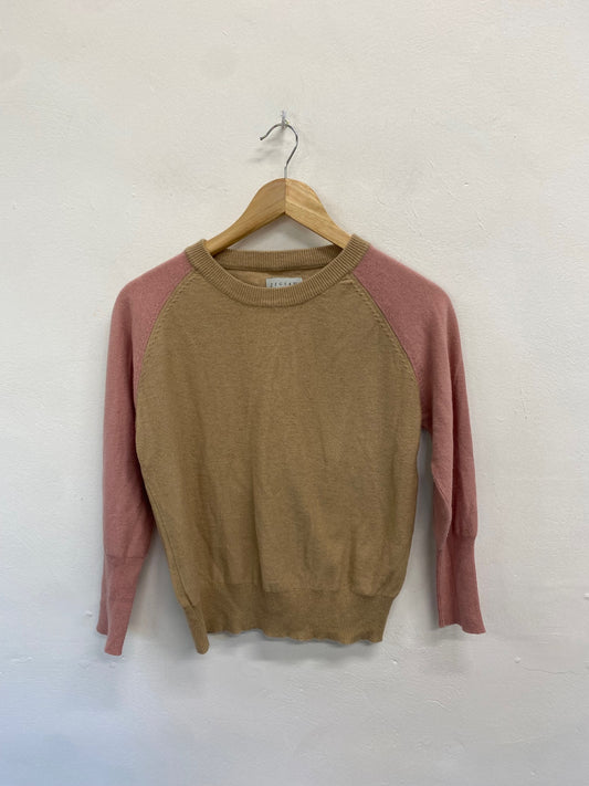 Fabulous JIGSAW Knitted jumper UK S Beige and Pink cotton cashmere GM143