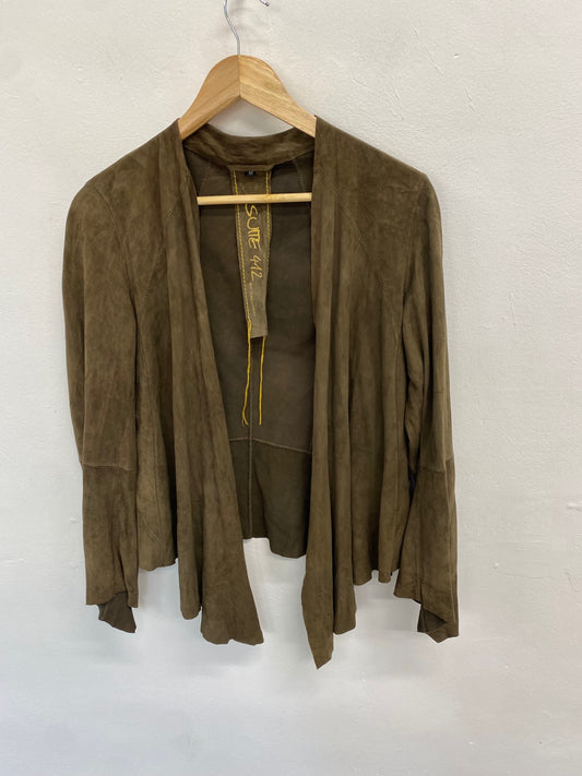 Fabulous Suite 412 Jacket UK M Khaki suede leather GM143