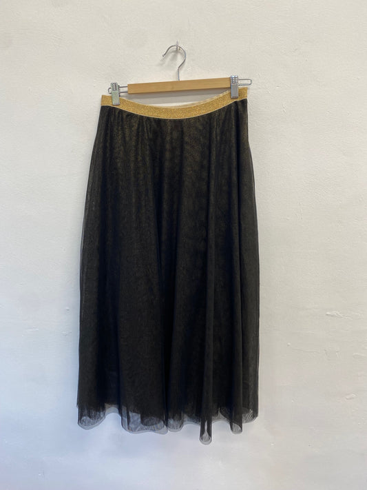 Fabulous Petit bateau Skirt UK XS Black gold metallic mesh alternative GM143