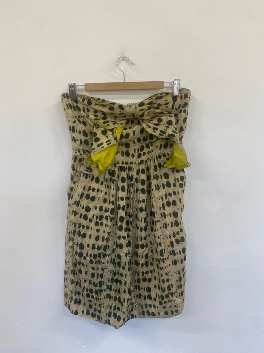 Fabulous Vineet Bahl Mini dress spotty bandeau UkM Beige Boho Cottagecore GM143