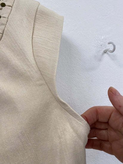 Fabulous Diane Von Furstenberg linen blend Dress UK12 Beige studded GM143