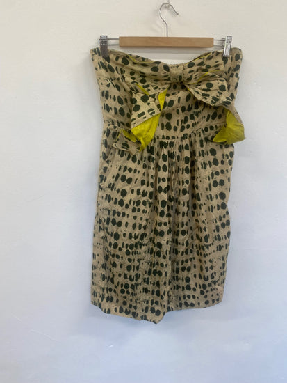 Fabulous Vineet Bahl Mini dress spotty bandeau UkM Beige Boho Cottagecore GM143