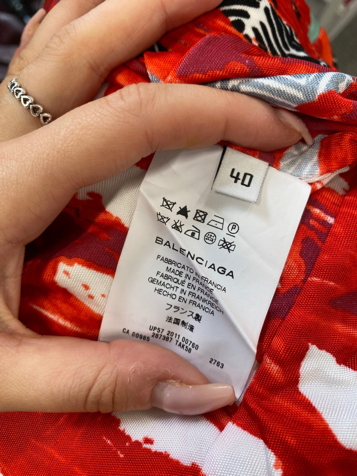 Fabulous BALENCIAGA PARIS Dress UK 12 Red black abstract GM143