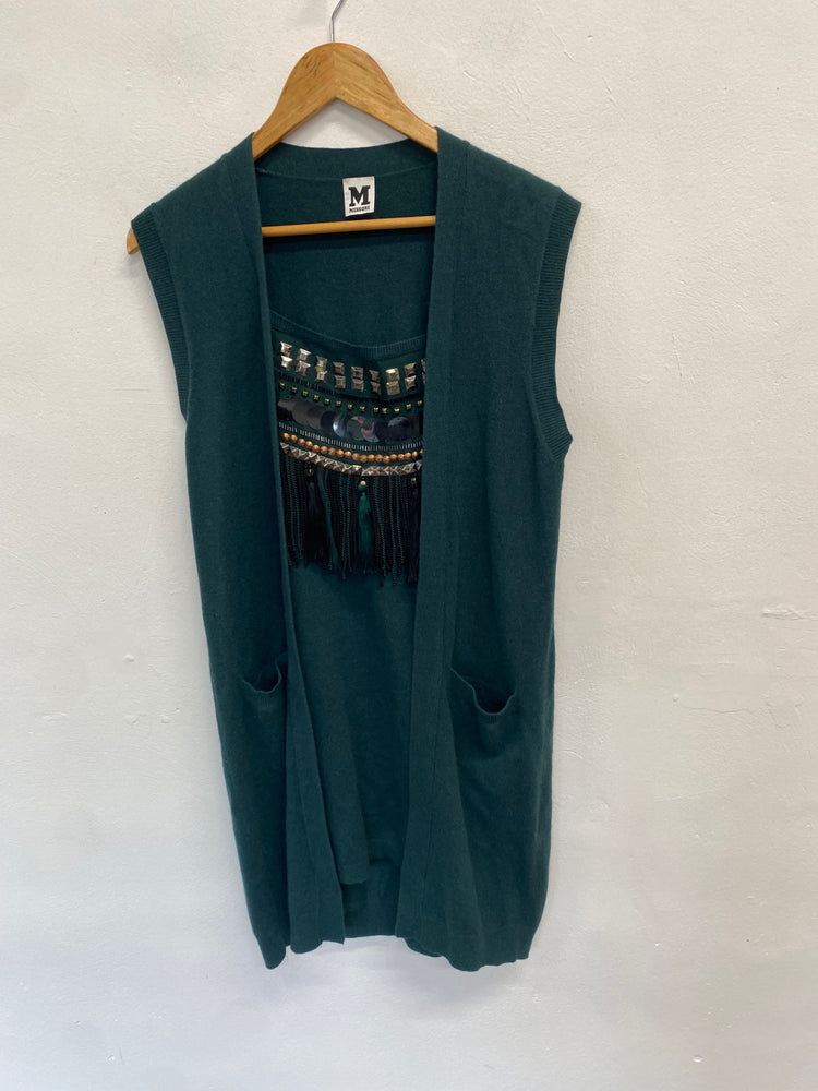 Fabulous Missoni Tunic boho Dress UK 12 Dark Green tassel GM143