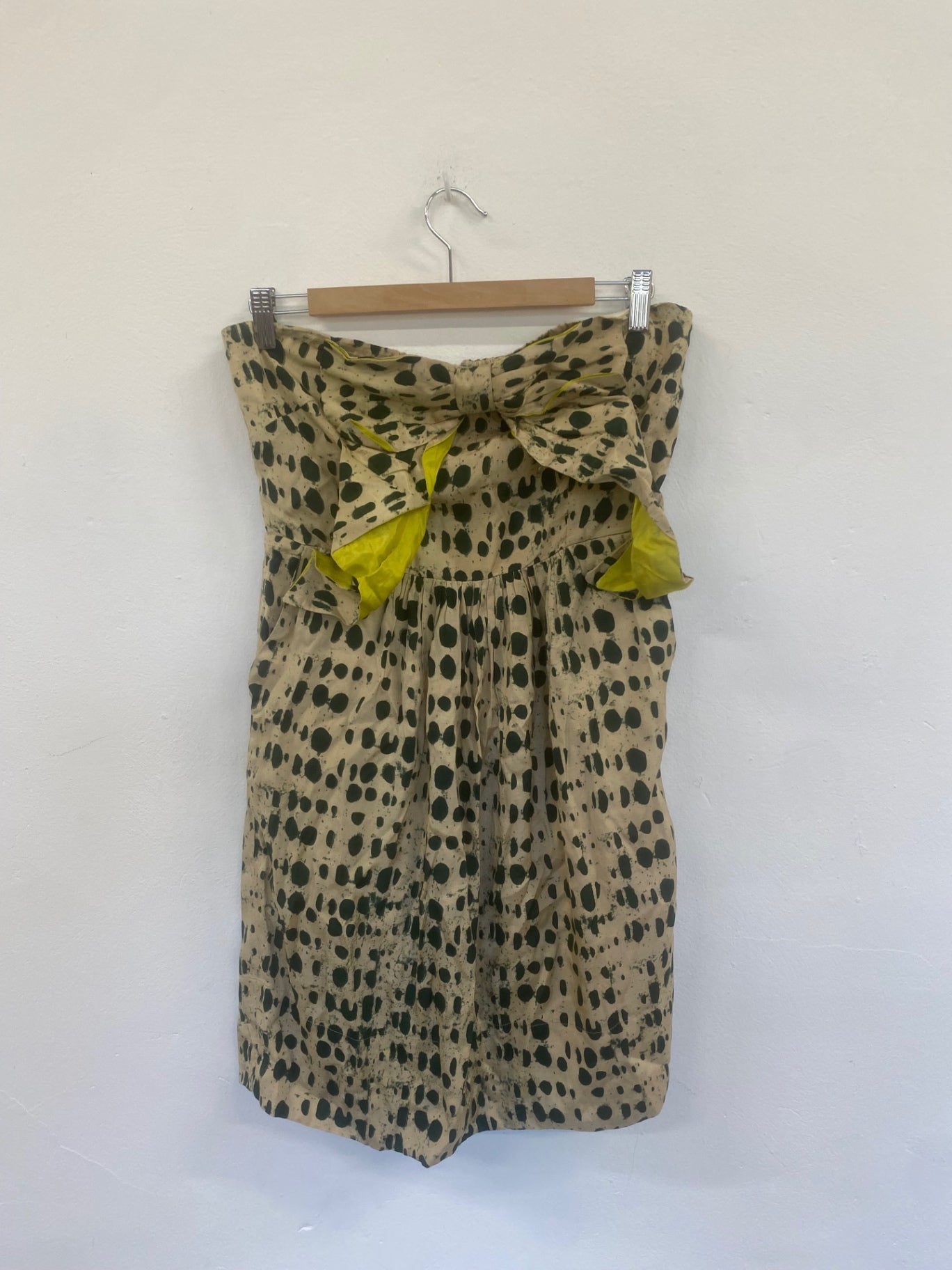 Fabulous Vineet Bahl Mini dress spotty bandeau UkM Beige Boho Cottagecore GM143