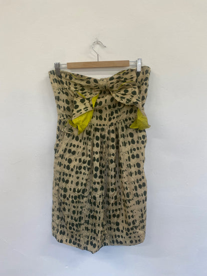Fabulous Vineet Bahl Mini dress spotty bandeau UkM Beige Boho Cottagecore GM143