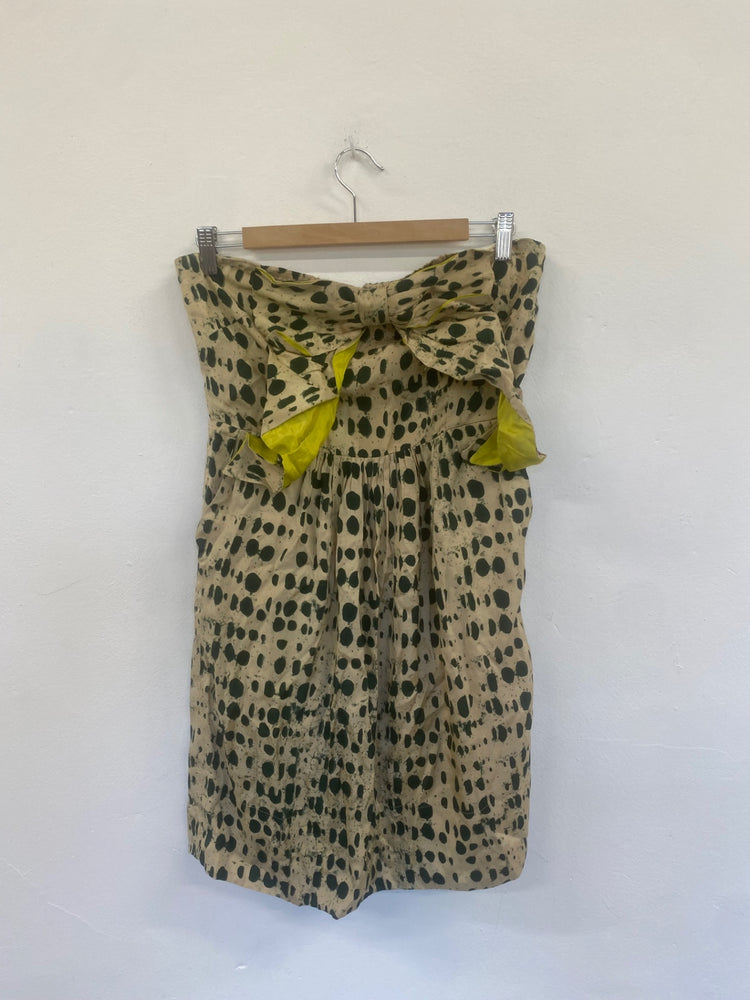 Fabulous Vineet Bahl Mini dress spotty bandeau UkM Beige Boho Cottagecore GM143