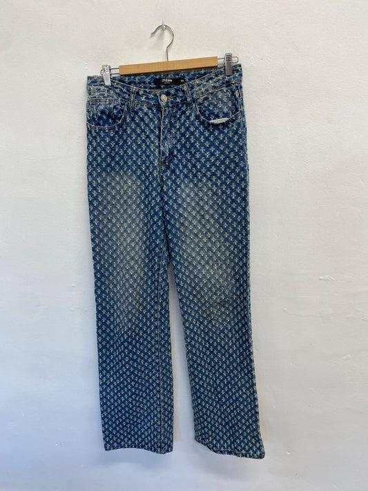Fabulous Jaded London distressed slouch Jeans W26" Blue pattern GM143