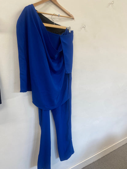Fabulous Roland Mouret Draped corset Jumpsuit Uk14 Blue GM143
