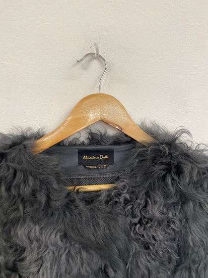 Fabulous Massimo Dutti real sheepskin Leather jacket UkXL Grey Soft wool sleeves GM143