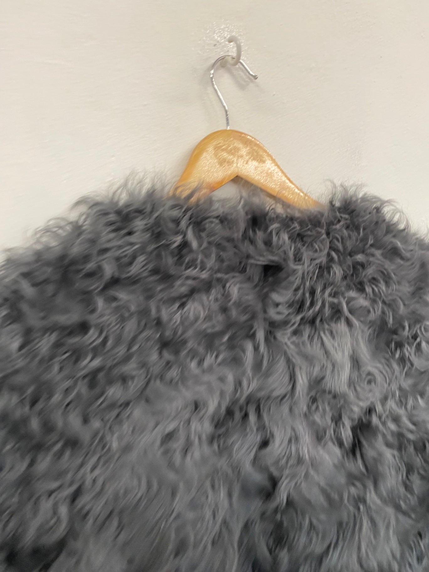 Fabulous Massimo Dutti real sheepskin Leather jacket UkXL Grey Soft wool sleeves GM143