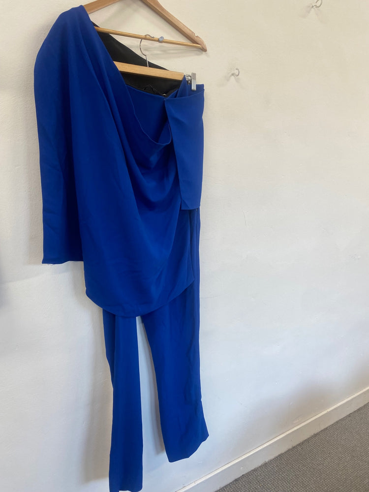 Fabulous Roland Mouret Draped corset Jumpsuit Uk14 Blue GM143