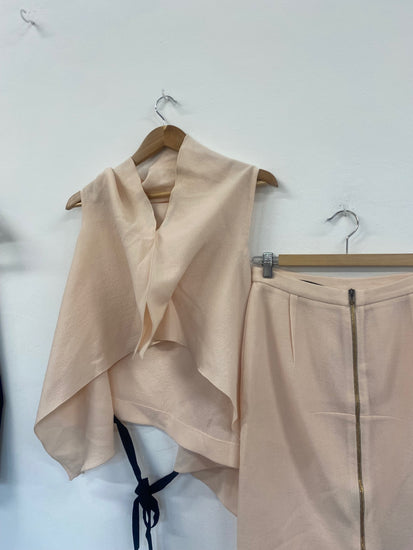 Fabulous Roland Mouret stunning Occassion Nude draped Skirt & top UK12 Apricot GM143