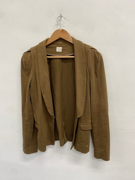 Fabulous Des petite hauts Blazer UK 12 Khaki gold spotted GM143