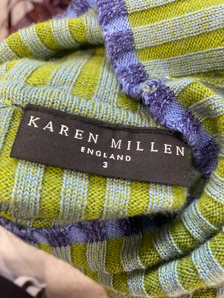 Fabulous Karen Millen Sweater UK 10 Blue green ribbed wool GM143