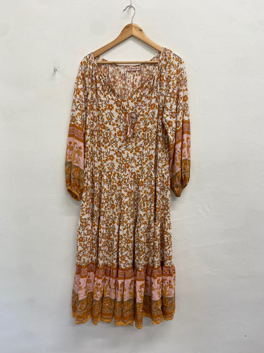 Fabulous Traffic People Dress UK M Orange floral Woodstock GM143
