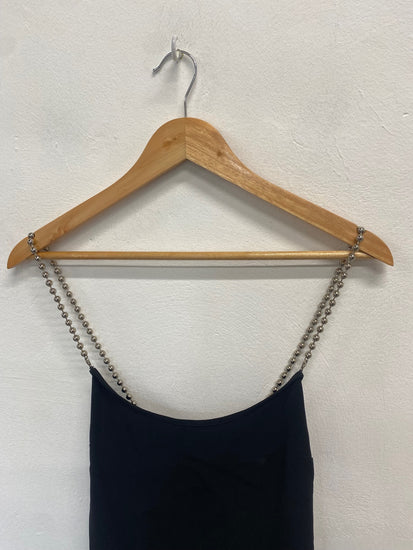 Fabulous Moschino Dress y2k 90s 1998 UK 12 Black beaded strap GM143