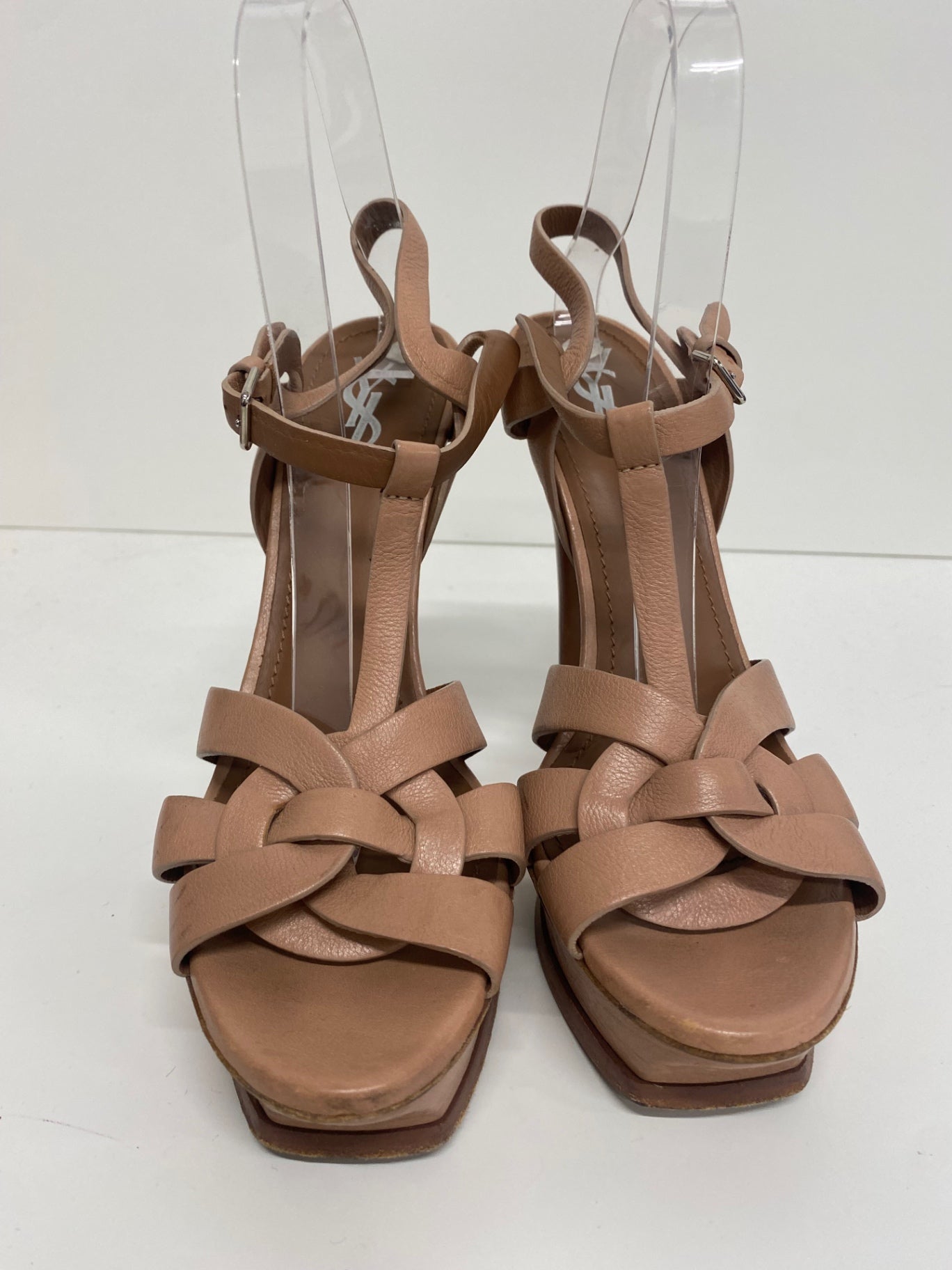 Fabulous Yves Saint Laurent Tribute Nude Sandals Uk7 Beige GM143
