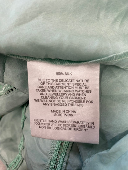 Fabulous Whistles Cami UK 14 Green broderie silk GM143