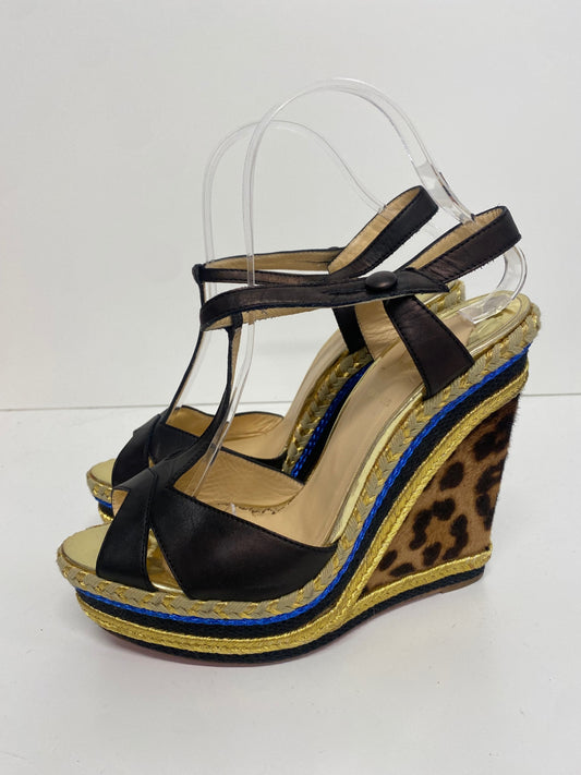Fabulous Christian Louboutin Trotolitia 140 Wedge Sandals Uk7 Leopard GM143