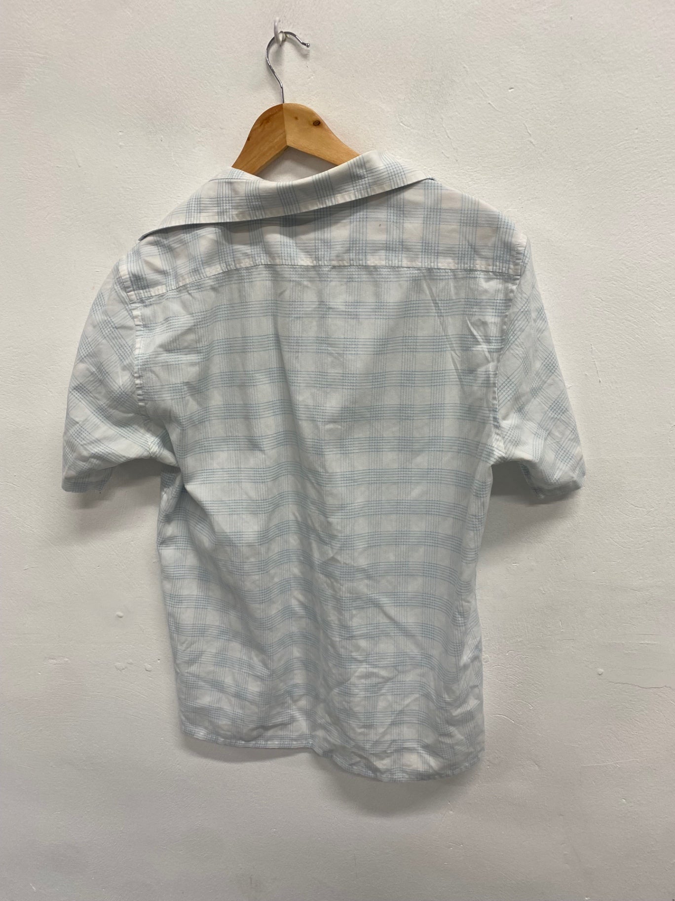 Classic Yves Saint Laurent Shirt UK L White blue checked cotton GM143 