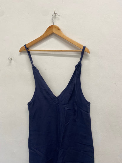 Fabulous Sancia Jumpsuit Uk 8 Navy blue linen Anthropologie ZB458