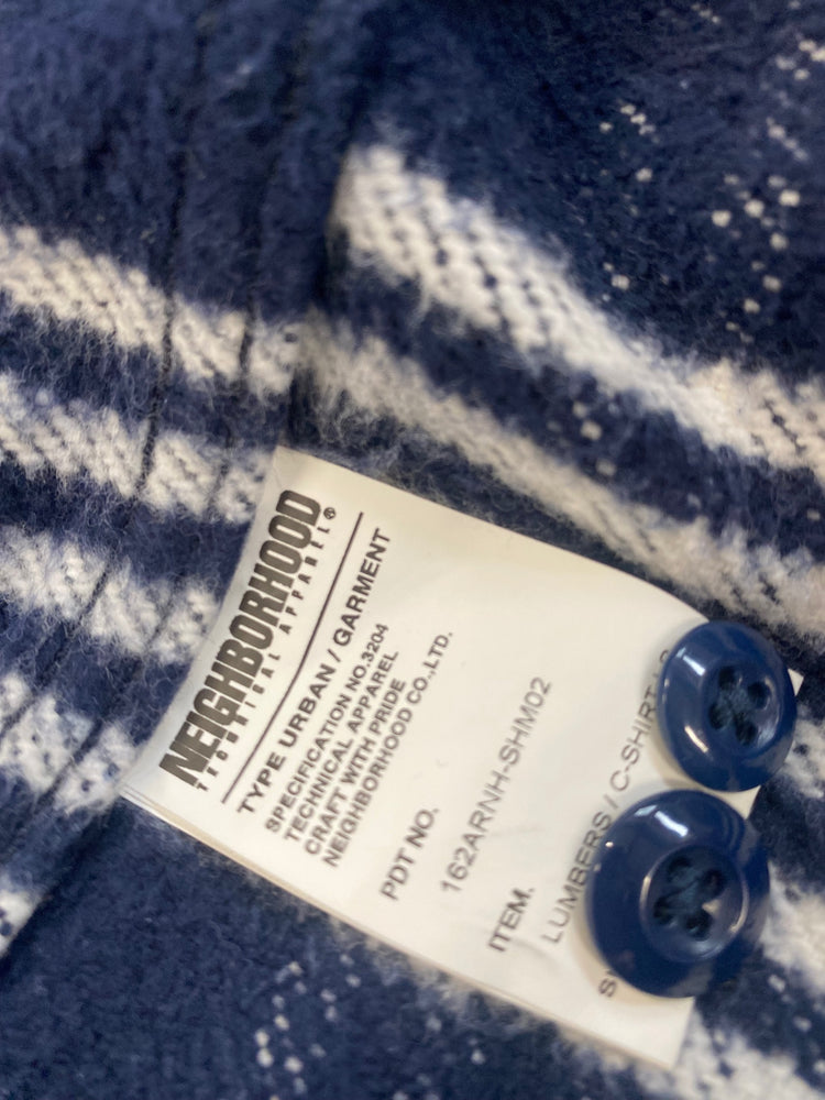 Fabulous Neighborhood lumberjack plaid Shirt UkM Navy & White ZB458