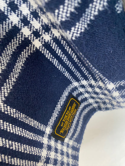 Fabulous Neighborhood lumberjack plaid Shirt UkM Navy & White ZB458