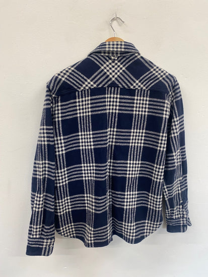 Fabulous Neighborhood lumberjack plaid Shirt UkM Navy & White ZB458
